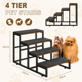 Dog Stairs for High Beds 4 Steps Dog Stairs for Small Medium Dogs Pet Stairs/Steps for Puppy, Cats, and Dogs, Easy to Walk on Dog Step for Beds and Cars