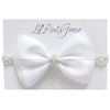 LilPinkGoose 0-12 Newborn Baby Baptism Pearl Headband with Bow in