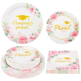 150Pcs 2025 Graduation Paper Plates and Napkins Party Supplies Floral Congrats Grad Plates Napkins Grad Party Plate Graduation Decoration Class of 2025 Plate for Graduation Prom Party Decor Serve 50