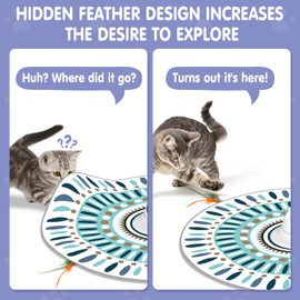 Interactive Cat Toys 3 in 1 Cat Toy for Idoor Cats with Rotating Feathers Cat Spring Toy and Bottom Cover Smart Cat toys for indoor cats adult and Kitten