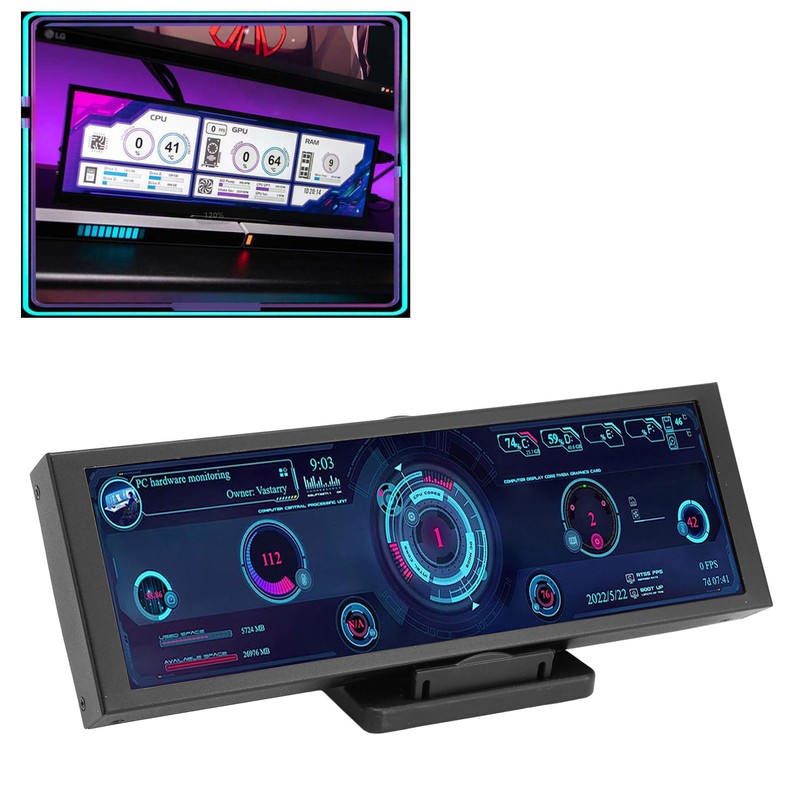 Computer RAM Monitor 7.9in IPS 1280x400 60Hz Refresh Rate Theme