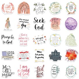52PCS Bible Verse Stickers, Christian Stickers for Kids, Inspirational Jesus Sticker, Waterproof, Fade-Resistant, High Adhesion, Christian Easter Gifts, for Bible Journaling, Water Bottles, Laptop