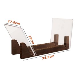 Record Storage Holder, Multi Functional Retro Record Stand, Acrylic Ends Display Stand, Storage Display Stand File Organizer, Holder for Home Office (Coffee, 34.3 * 17.8 * 19 CM)