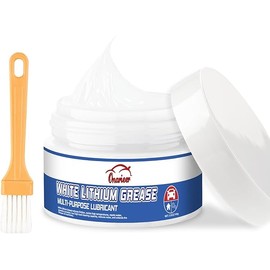 White Lithium Grease, Multi-Purpose Lubricant Lithium Grease with Brush, Garage Door Hinge Lubricant for Metal-to-Metal Applications, Ideal for Automotive, Marine, and Industrial Use (3.5oz)