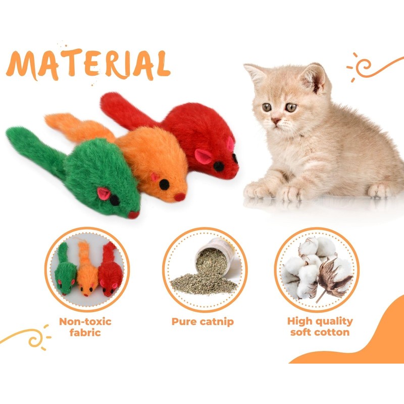 ds. distinctive style 12 Pcs 4" Furry Cat Toy Mice,