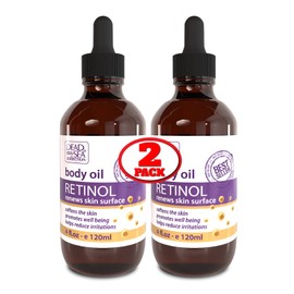 Dead Sea Collection Body Oil for Dry Skin - Retinol & Vitamin E, A Moisturizing Oil for Face, Anti-Aging - Skin Elasticity Support, Renews Skin Surface & Softens Pack of 2 (4 Fl. Oz Each)