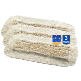 VIOVIE Professional Cotton Mop Cover for Parquet and Real Wood Floors 50 cm Pack of 3 Mop Floor Mop in Professional Quality with Natural Fibres for Thorough Cleaning of Floors Home Office Industry