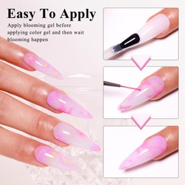 Ozzeal Blooming Gel, 15ML Clear Blooming Gel Nail Polish For Spreading Effect Marble Natural Stone Print Soak Off UV Led Blooming Nail Gel For DIY Color Flower Watercolor Magic Beauty