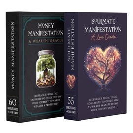 Manifestation Oracle Cards for Attracting Love and Abundance - Money Manifestation + Soulmate Manifestation (2-Deck Bundle) - Oracle Cards with Meanings on Them for Beginners to Advanced Readers