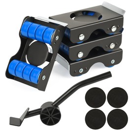 KELLYJAY Furniture Lift Mover Tool Set, 4 Metal Furniture Slider with 8 Wheel Each Transport Shifter for Easy Moving, Heavy Duty Appliance Roller Dolly for Couches, Sofas, Load Capacity Up to 750lbs