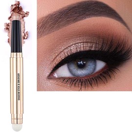 2 In 1 Rose Gold Eyeshadow Stick And Eyeshadow Brush Eye Makeup Cream Shimmer Glitter Smooth Eye Shadow Sticks Pencil Nude Matte Korea Palette Primer Crayon Liquid Highlighter Natural Long Lasting 03