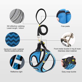 Suredoo Soft Mesh Dog Harness and Leash Set, Step-in Reflective Breathable Comfort Padded Quick Dry Pet Puppy Vest Harness for Extra-Small/Small Medium Dogs and Cats (Blue, XXS)