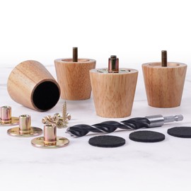 DWYL & LWYD Solid Wood Furniture Legs 2 Inch Short, Set of 4 - Small Replacement Wooden Feet for Sofa, Couch, Table, Bed & Crafts | Wood Leg Extenders, Risers for Chairs, Dressers, Cabinets & Bench