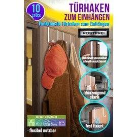 4happy Door Hooks for Hanging, Pack of 10 in White - Solid Coat Hooks Door Hooks for Hanging Individually or as Door Hook Rack, Door Coat Rack