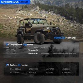 Ignition Switch Lock Cylinder with Door Lock & Keys Fit for Jeep Wrangler YJ Cherokee XJ 1991-1996 Replaces# 17250.05, 924-908, 4720929K, 5161055AA