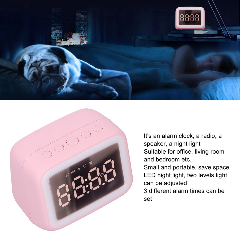 Alarm Clock Radio TF Card Music Player LED Night Light