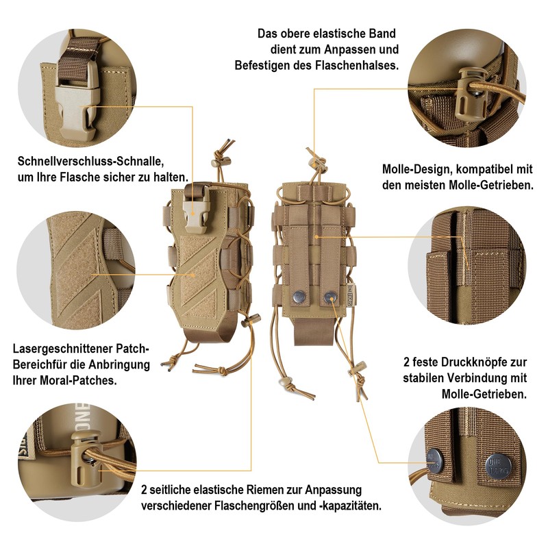 OneTigris Water Bottle Holder MOLLE Field Bottle Bag Carrier Extreme