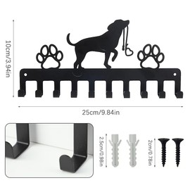 Greyoe Key Holder, Key Board, Key Board Hook, Wall Key Holder with Hooks, Wrought Iron, Key Ring, Key Hook, Metal Art Ornament Black (Dog B)