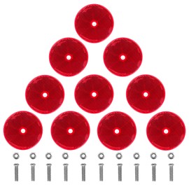 WUSHIXAN 10 Pack Red Screw on Round Reflectors for Mailbox, Motobikes, Trailers, Trucks, Boats, Suv's, RV's