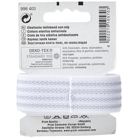 Prym PRYM_996403-1 Elastic Waistband, Non Slip, 25mm, White, 1, 2m