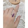 Natural Amethyst Ring, Hexagonal Amethyst Crystal Ring for Women, Adjustable