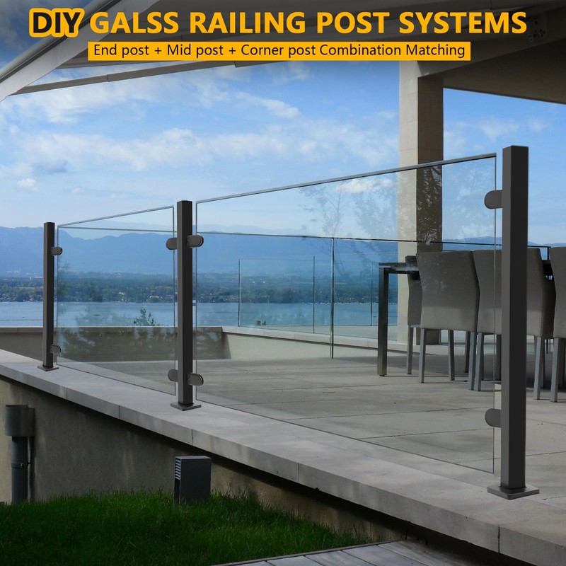 VoTwoofv Glass Railing Middle Post 33.46",304 Stainless Steel Glass Balustrade