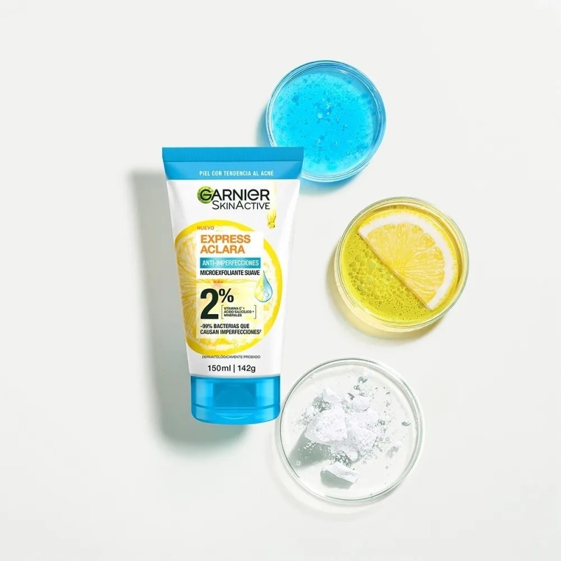 Microexfoliante Garnier Express Aclara Suave 150ml Acneica Día Noche