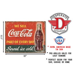 Desperate Enterprises Coca-Cola - Part of Every Day Tin Sign - Nostalgic Vintage Metal Wall Decor - Made in USA - 16" W x 12.5" H