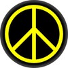Peace Sign - Yellow On Black - 1" Button