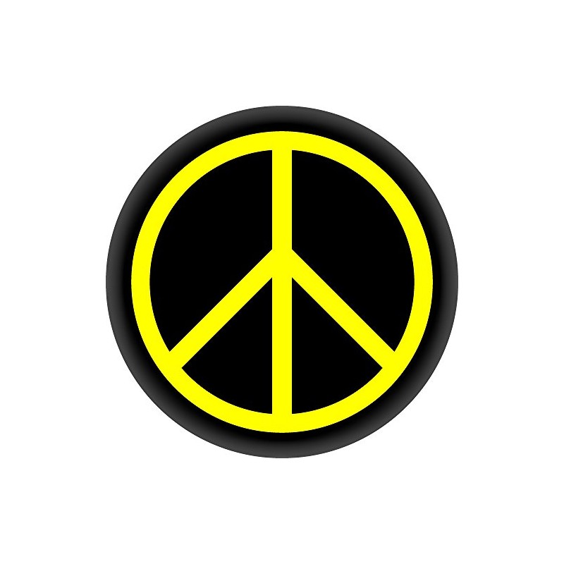 Peace Sign - Yellow On Black - 1" Button