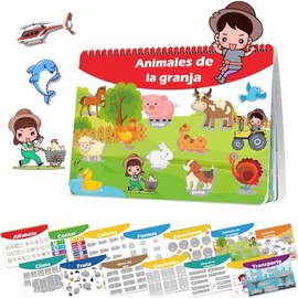 Magictodoor Spanish Busy Book for Toddlers, Montessori Preschool Learning Activities, 14 Bilingual Themes (English/Spanish) – Quiet Book for Kids Ages 2-4, Educational Travel Toys