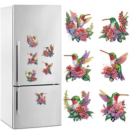 POETRYDRAW 6 Pcs Diamond Painting Magnets Special Shape Hummingbird Diamond Art Stickers Refrigerator Diamond Painting Kits for Fridge Stickers