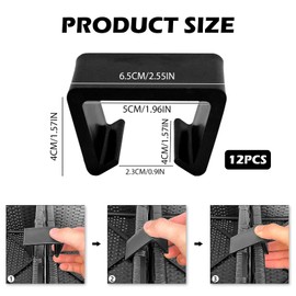 LTHERMELK 12pc Heavy Duty Rattan Furniture Clips - Reinforced Nylon Clamps for Garden Sofa, Secures Outdoor Cushions to 18x18mm / 20x20mm Square Frames - Weatherproof