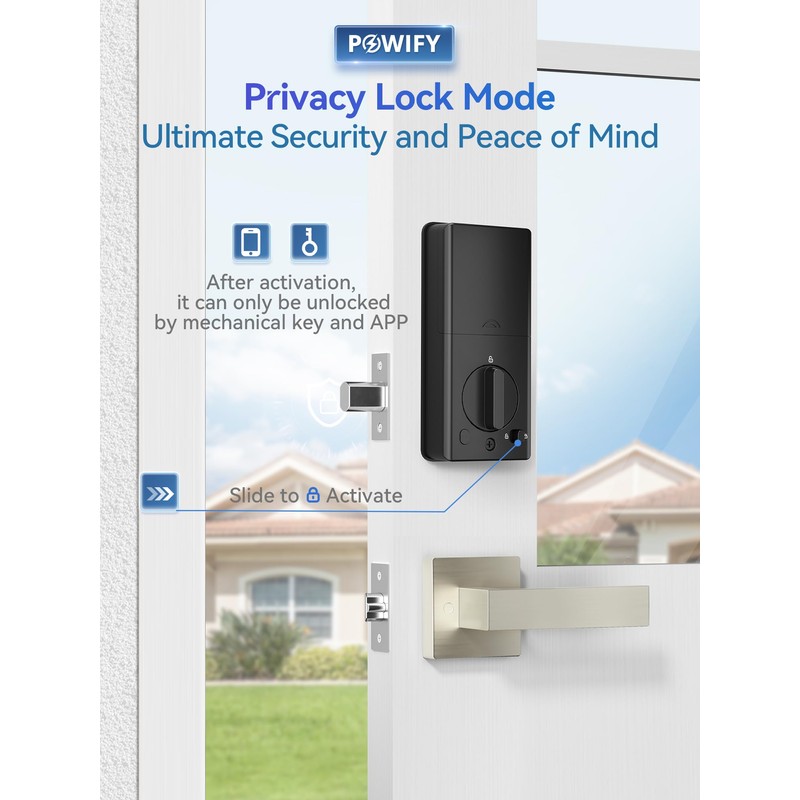 POWIFY Keyless Entry Door Lock with Handle, APP Control Smart