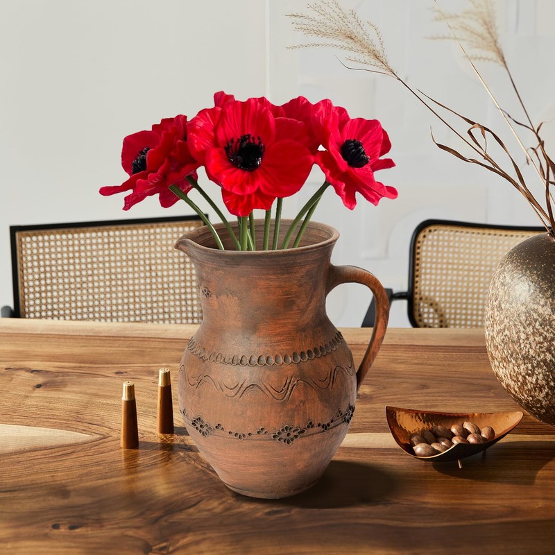 Lezevn 12pcs Artificial Red Flower Remembrance Sunday Flowers for Home