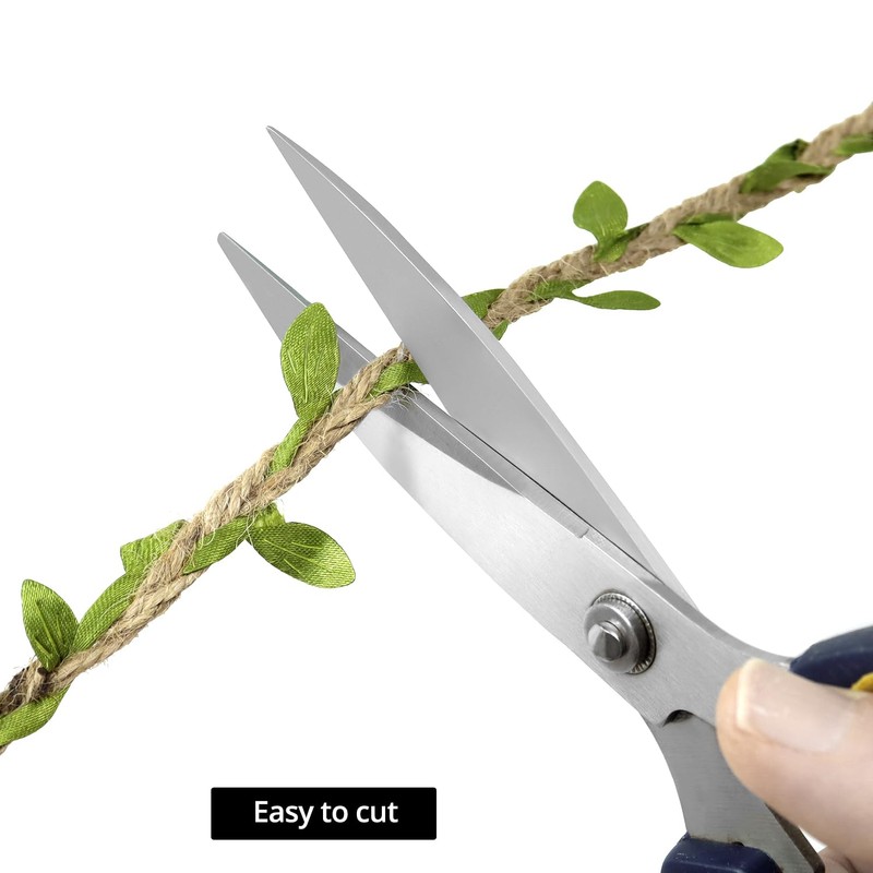 QWORK 33ft Natural Jute Twine with Artificial Green Leaves -