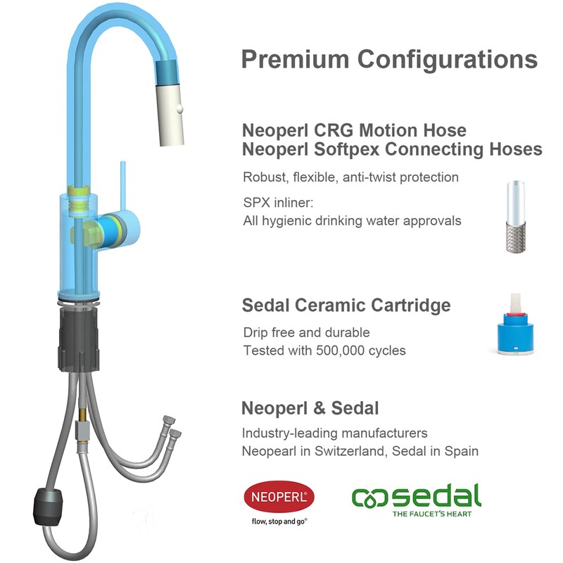 AguaStella AS60BG Brushed Gold Kitchen Sink Faucet with Pull Down