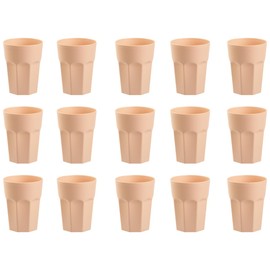 ENGELLAND - 15 x Plastic Cups Apricot Pastel Colours 400ml Calibration Line Shatterproof Stackable Reusable Plastic Reusable Party Cups Drinking Glass