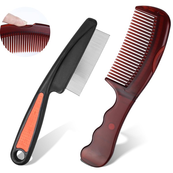 Fidqiog Dandruff Comb & Stainless Steel Scalp Detox Comb Set,