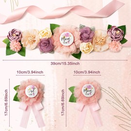 Kadamii Baby Shower Sash for Mom to Be, Floral Belly Bands Baby Shower Deccoration
