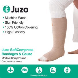 Juzo Juzo SoftCompress Bandages & Gauze, Gauze Bandage, Box of 20 | Medical Wrap Bandage for Mild Lymphedema and Lipo-Lymphedema, Medical Management for Fluid Build-Up | White, 6 CM X 4 M