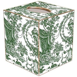 Marye-Kelley TB455 - Hunter Green Toile Tissue Box Cover