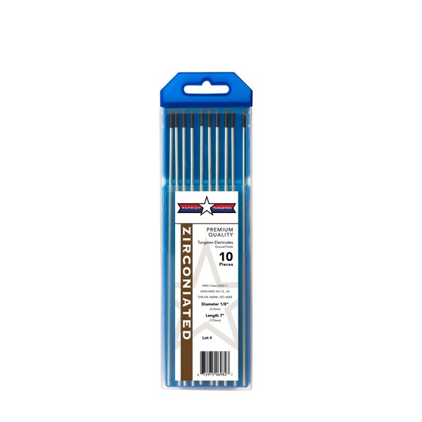 Zirconiated TIG Welding Tungsten Electrodes 3/16" x 7" 10-Pack