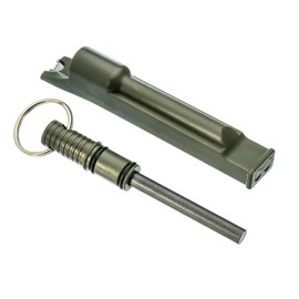 Gadgets Collection 3-IN-1 Flint Rod Fire Starter Striker Integrated Whistle & Split Ring GREEN