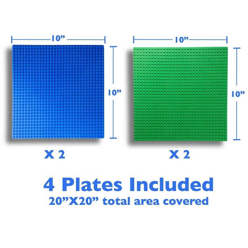 Creative QT Toy Building Blocks Stackable Baseplates, Blue and Green,