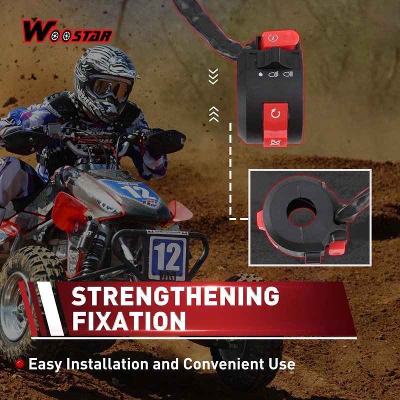 WOOSTAR 7/8" 22mm Handlebar 3 Function Right Start Switch Replacement
