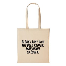 huuraa Jute Bag Lucky with Money Buy Name It Food Gift Idea for Men and Women Cotton Bag for Friends and Family, beige