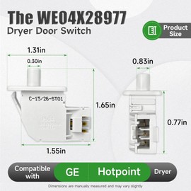[2026] Upgraded WE04X28977 Dryer Door Switch Compatible with GE Hotpoint Dryer, Replacement Part WE04X28977-50PK, WE10X23879, 4931170, AP6889035, PS12722948, EAP12722948