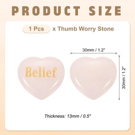 PATIKIL Natural Heart Shaped Crystal Stone, 1.2" Love Worry Stone with Inspirational Words, Pocket Rock Anxiety Crystals for Women Stress Gifts Meditation, Pink(Belief)