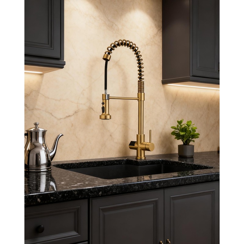 GICASA Kitchen Faucet with Temperature Digital Display, 304 Stainless Steel